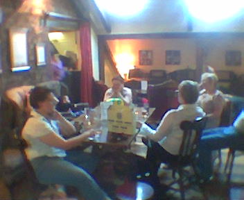 Enjoying a pint in the bar at York Brewery